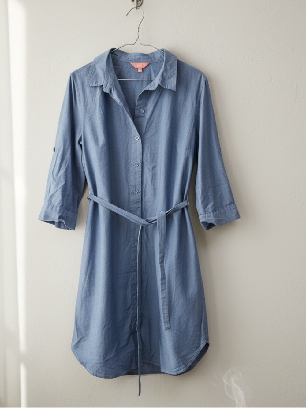 IYLA Blue Cotton Belted Utility Shirt Dress Size M